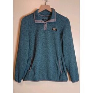 L.L. Bean Teal Snap Button Fleece Pullover Womens M Reg Outdoor Hiking Cozy Gorp